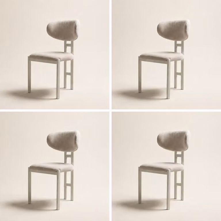 Set di 4 sedie, design moderno, imbottitura in tessuto, colore beige, confortevoli e morbide