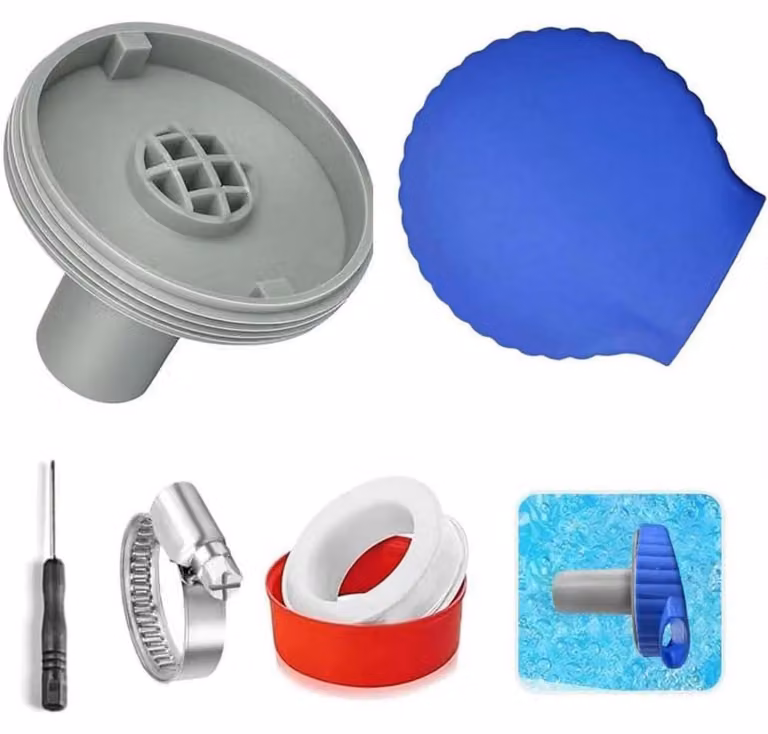 Bocchetta di aspirazione per piscina, diametro 32 mm, con attacco per accessori, colore blu scuro