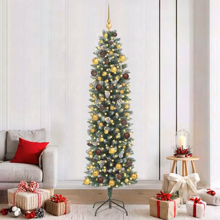 Maison Exclusive - Albero di Natale artificiale slanciato, verde e bianco, 210 cm