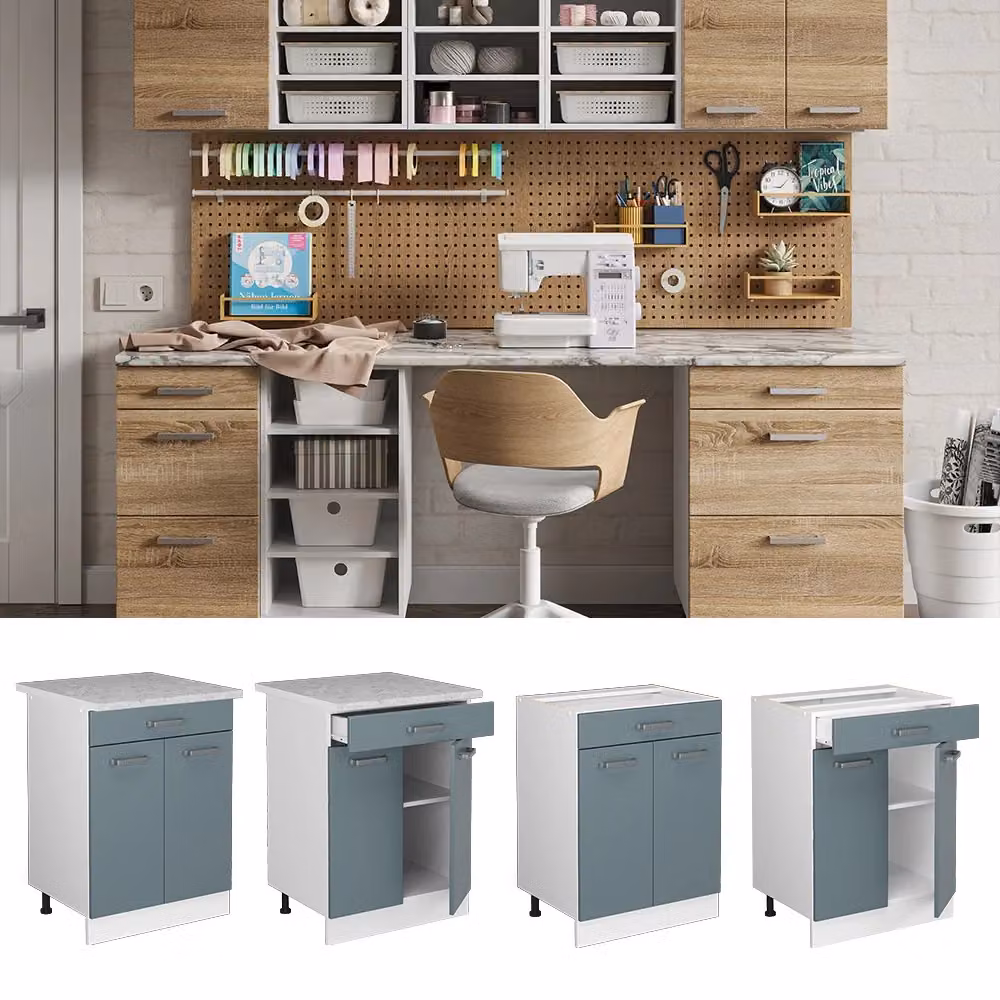 Base universale R-Line Vicco con cassetti, Grigio-blu, L: 60 cm – 2