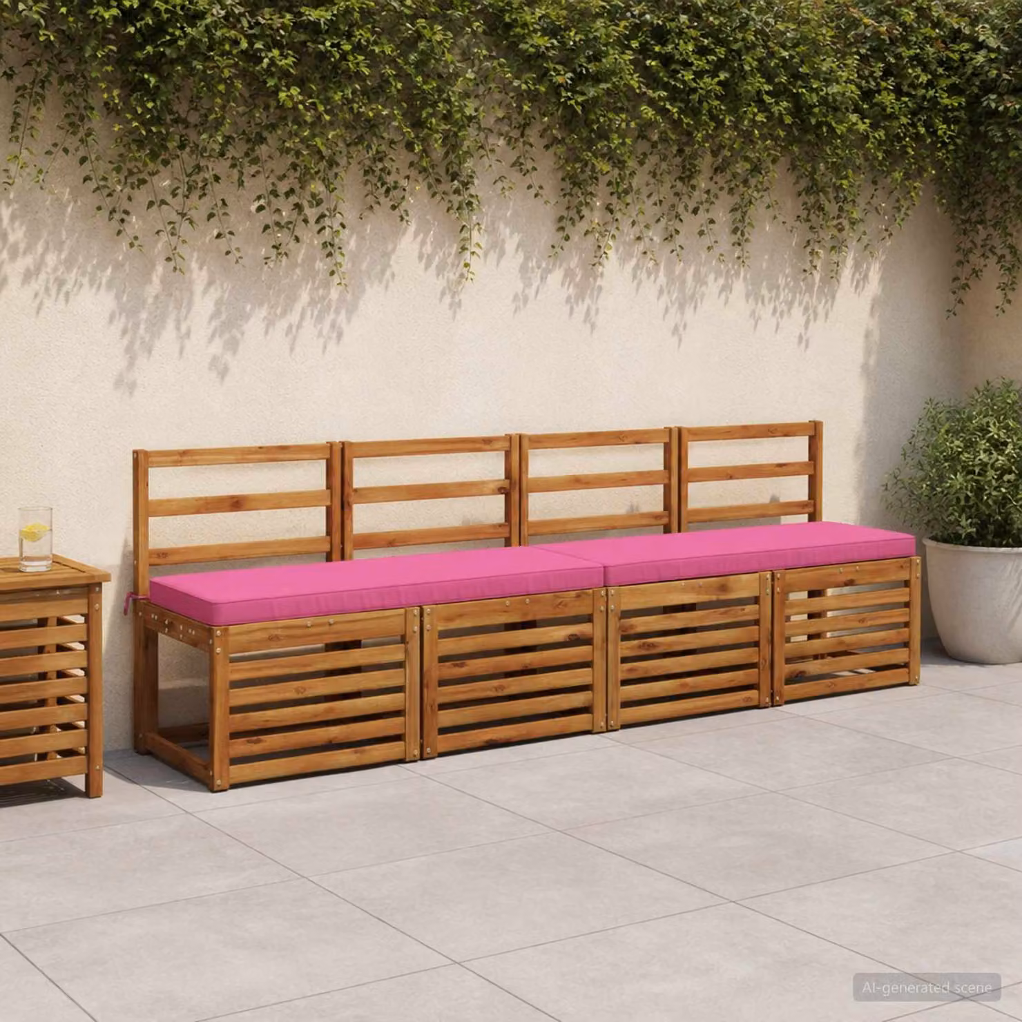 Cuscino per panchina vidaXL VUGHT rettangolare in poliestere rosa con rivestimento rimovibile e resistente ai raggi UV