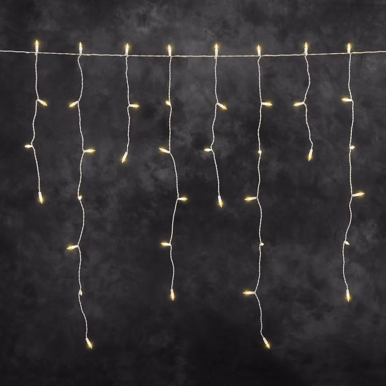 Konstsmide - Barriera luminosa a LED per pioggia di ghiaccio, 400 diodi color ambra, trasformatore 31V_esterno, cavo bianco - 2762-802