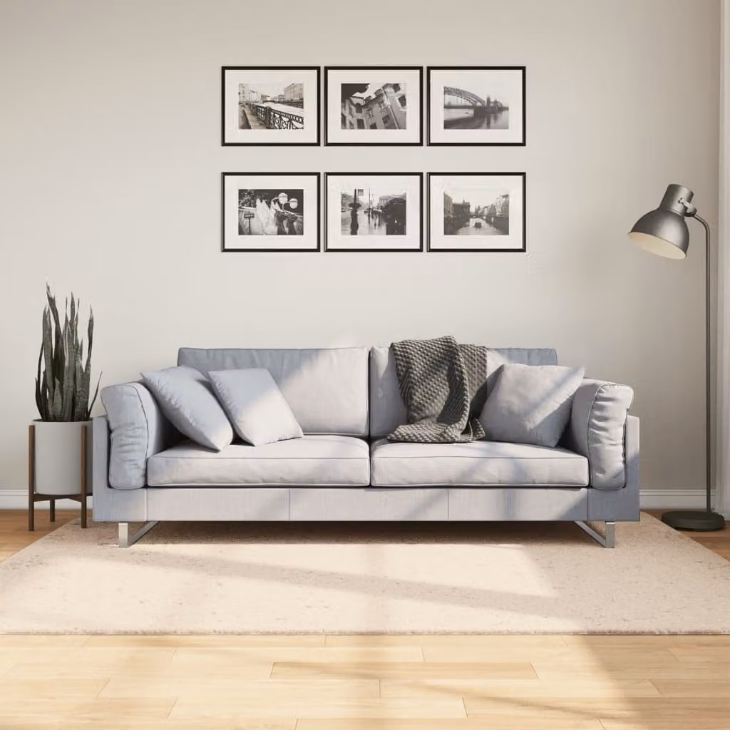 vidaXL Tappeto a Pelo Corto HUARTE Beige, Lavabile e Antiscivolo, L: 140 cm x P: 200 cm