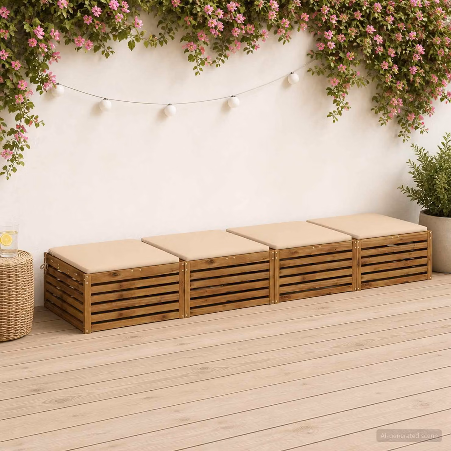 Set di 4 cuscini per sedia vidaXL SOEST in poliestere beige con fodera rimovibile e resistenza ai raggi UV