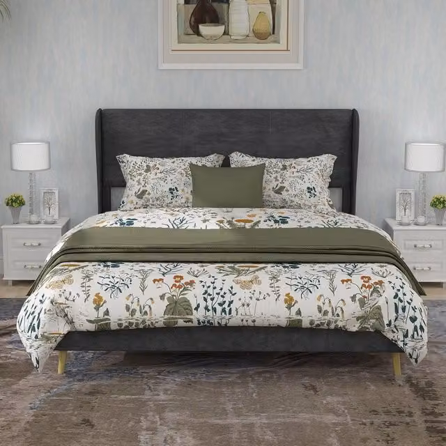 Letto imbottito con testiera ¨C Minimal ¨C grigio tessuto 140x200cm senza materasso