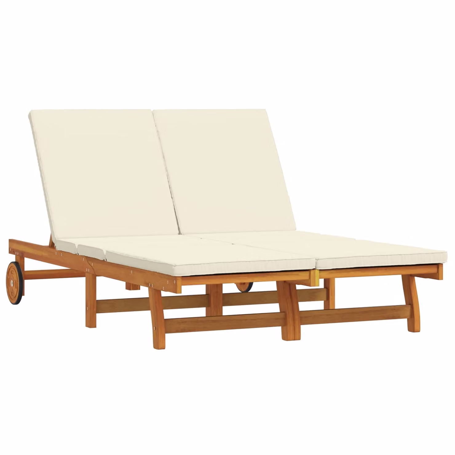 vidaXL Lettino da sole moderno in legno di acacia marrone con parasole e poggiatesta regolabile L/P/H: 125 x 200 x 84 cm