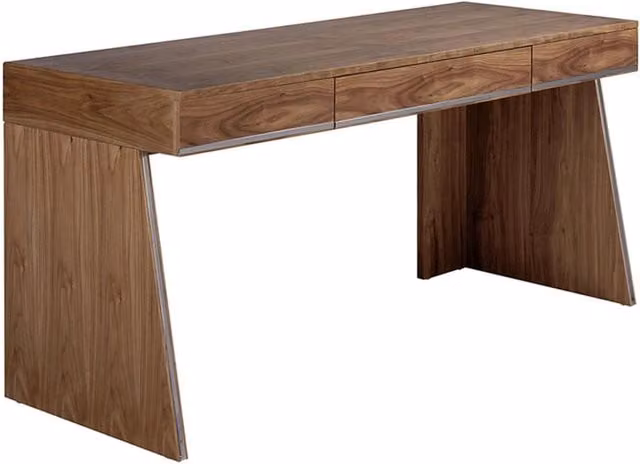 Scrivania moderna Angel Cerdá S.L. in noce marrone con piano rettangolare e finitura opaca L: 160 cm, H: 76 cm, P: 61 cm