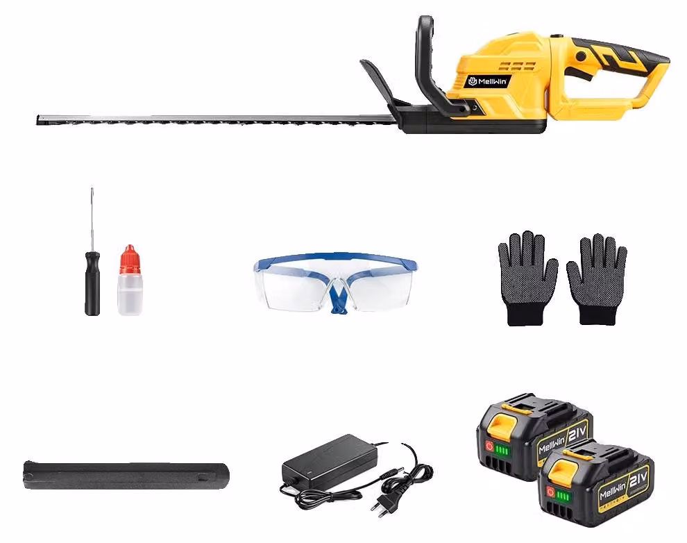 Tagliasiepi elettrico a batteria, velocità di 20.000 giri al minuto, manico rotante a 180°, set di 2 batterie, spina di tipo C per prese da 100-127V (standard europeo)