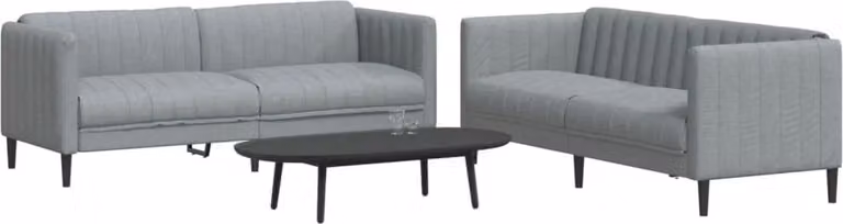Maison Exclusive - Set divano a 2 posti in tessuto grigio chiaro