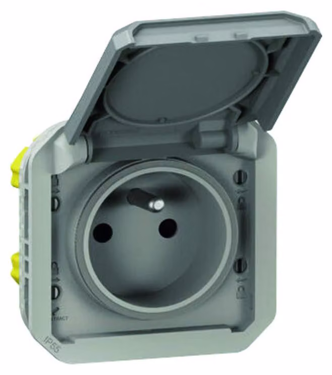 Presa coassiale 2P+T, grigia, con guarnizione impermeabile, grado di protezione IP55 - Legrand