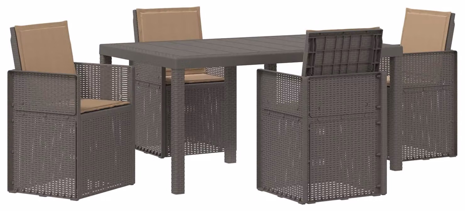 Set da Pranzo per Giardino 5 pcs Grigio chiaro e Tortora PP
