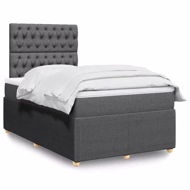 Giroletto a Molle con Materasso Grigio Scuro 120x190cm Tessuto 3292003
