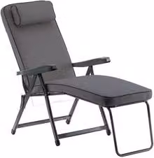 Sedia sdraio con poggiapiedi PARADISO Metal F.A.R. Grigio scuro con poggiatesta regolabile e struttura in acciaio verniciato a polvere e tessuto textilene