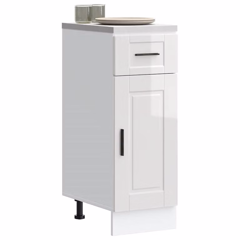 Base da cucina moderna vidaXL in legno bianco lucido con ante a battente L/P/H: 46,0 x 30,0 x 81,5 cm