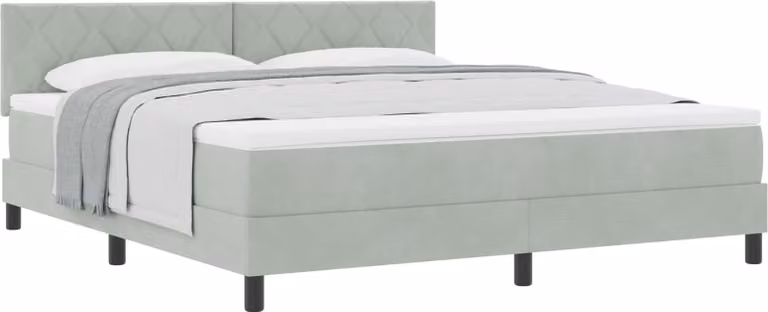 Letto a molle con materasso Grigio chiaro 180 x 200 cm Velluto
