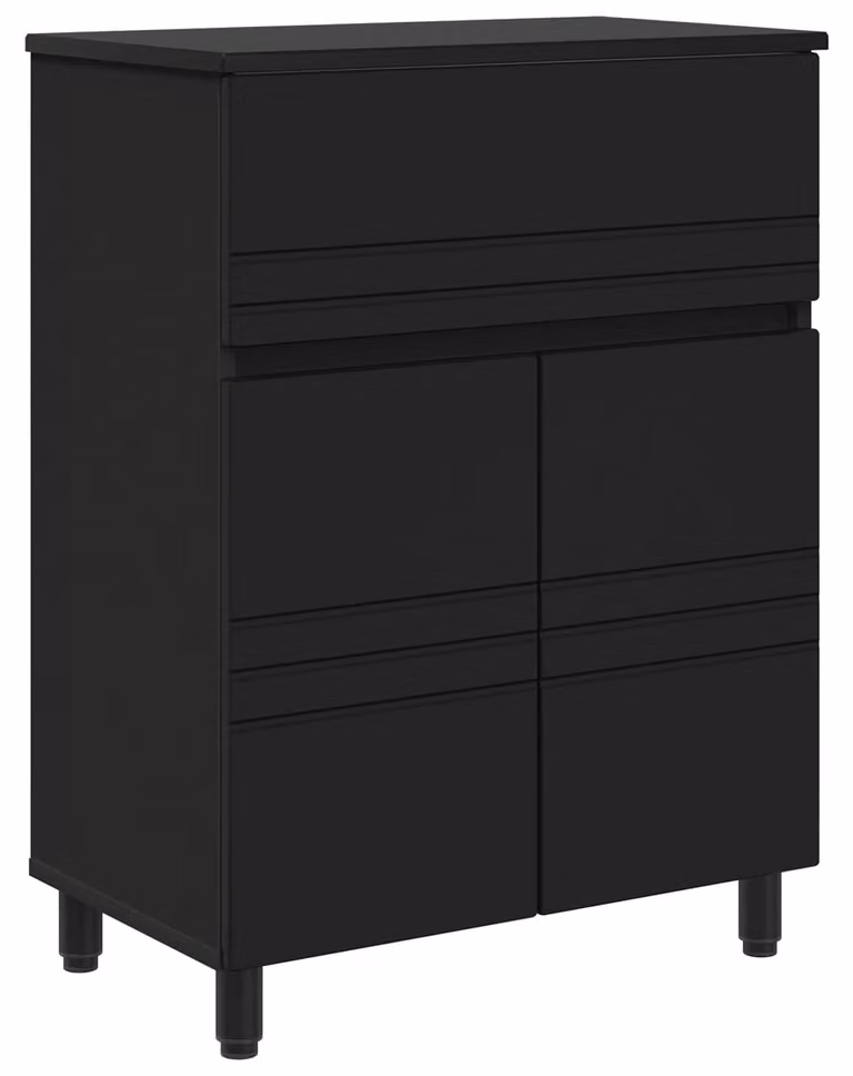 Mobiletto da bagno Nero 60 x 35 x 80 cm Legno ingegnerizzato