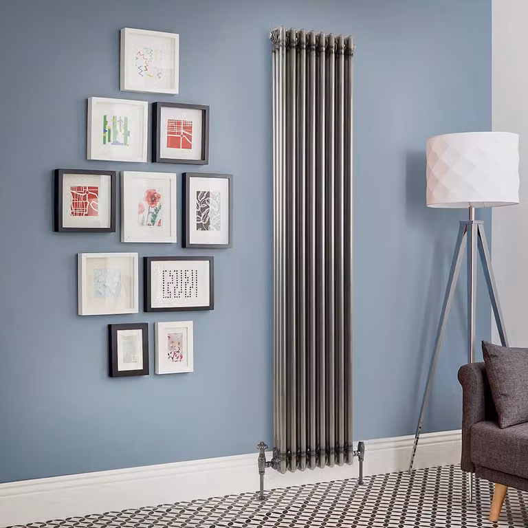 Radiatore a Colonna Tradizionale Verticale in Metallo Grezzo Laccato - 1800mm x  380mm (Tripla Colonna) - Regent
