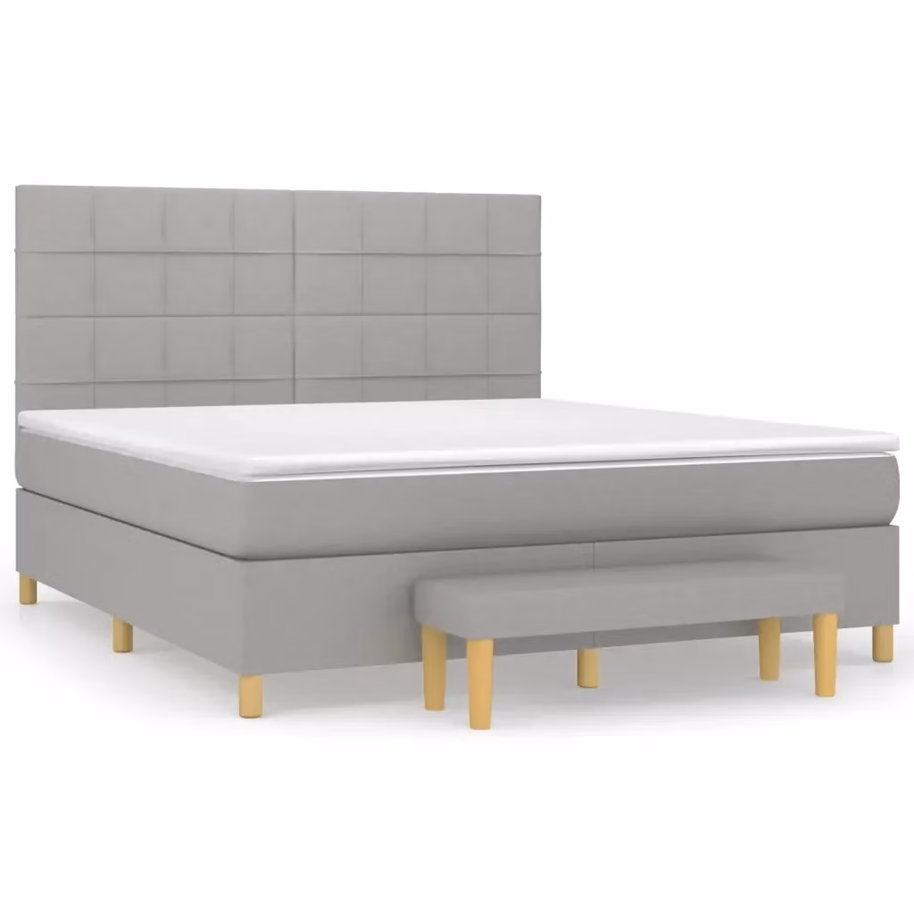 Letto Ibrido con Giroletto a Molle e Materasso vidaXL Grigio Chiaro e Bianco L/P/H: 160 x 200 x 128 cm – 2