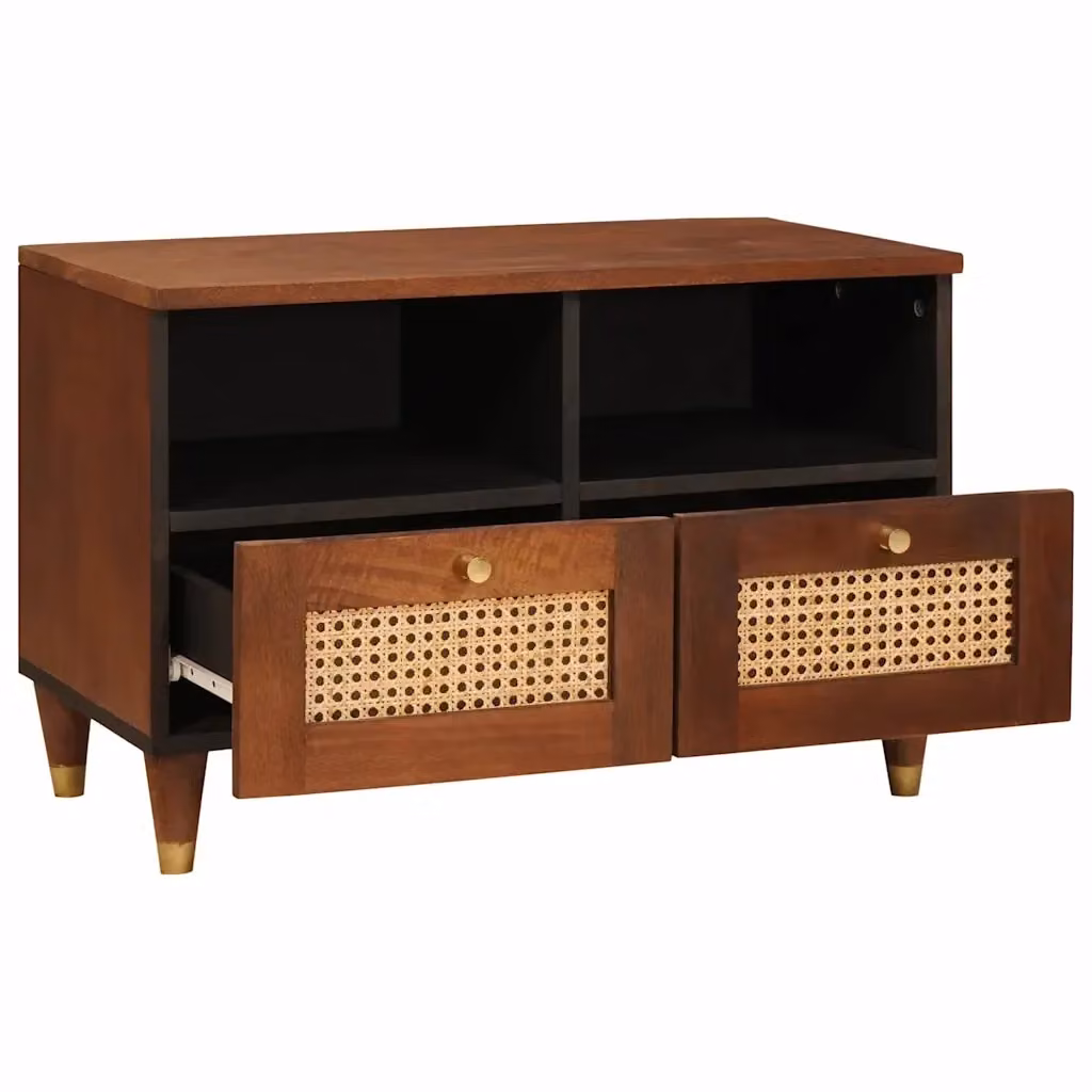 Mobile TV-Credenza moderno in legno di mango massello marrone L: 70 cm, P: 33,5 cm, H: 46 cm – 2