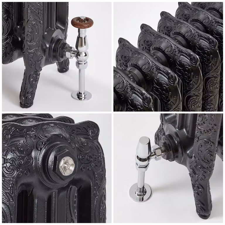 Radiatore in Ghisa con Colonne Decorate Nero 768x746mm - Charlotte