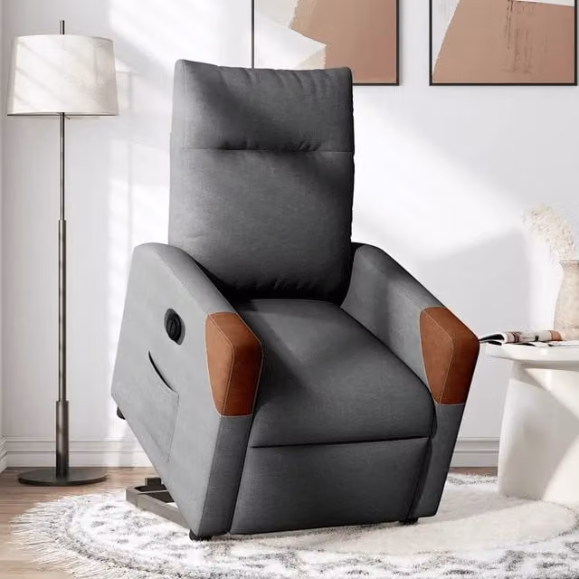 Divano Sedia-Poltrona Alzapersona Reclinabile Elettrica Grigio Scuro Tessuto 827021