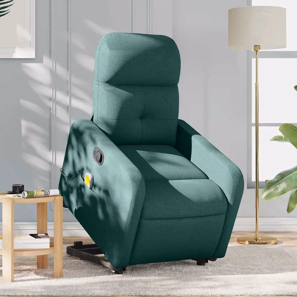 Poltrona Alzapersona con Massaggio vidaXL Verde, con Braccioli e Supporto Elettrico per Senior