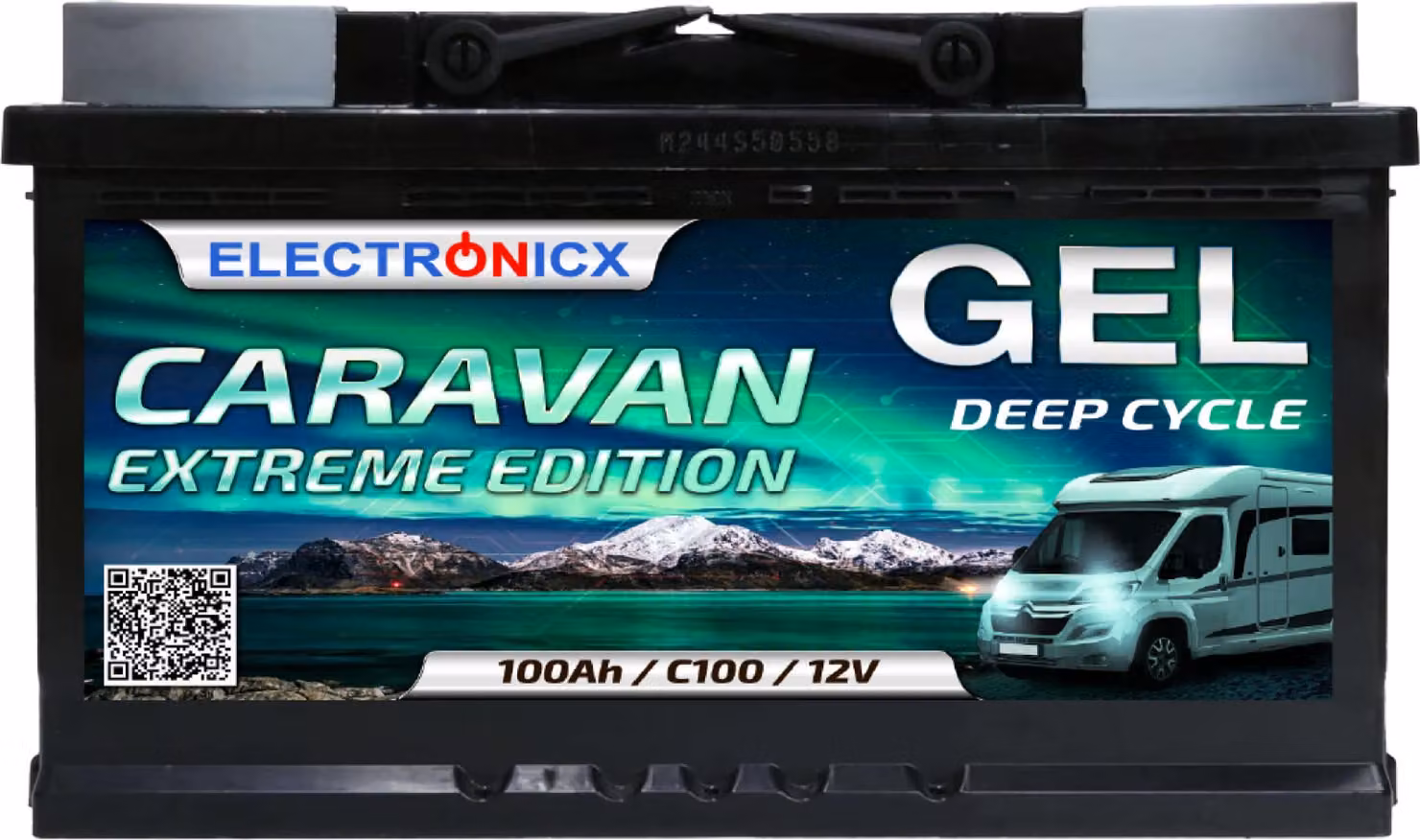 Electronicx Caravan Extreme Edition GEL Batteria 100Ah 12V ▶ Batteria per camper caravan roulotte barca yacht - senza manutenzione a scarica profonda resistente alle vibrazioni