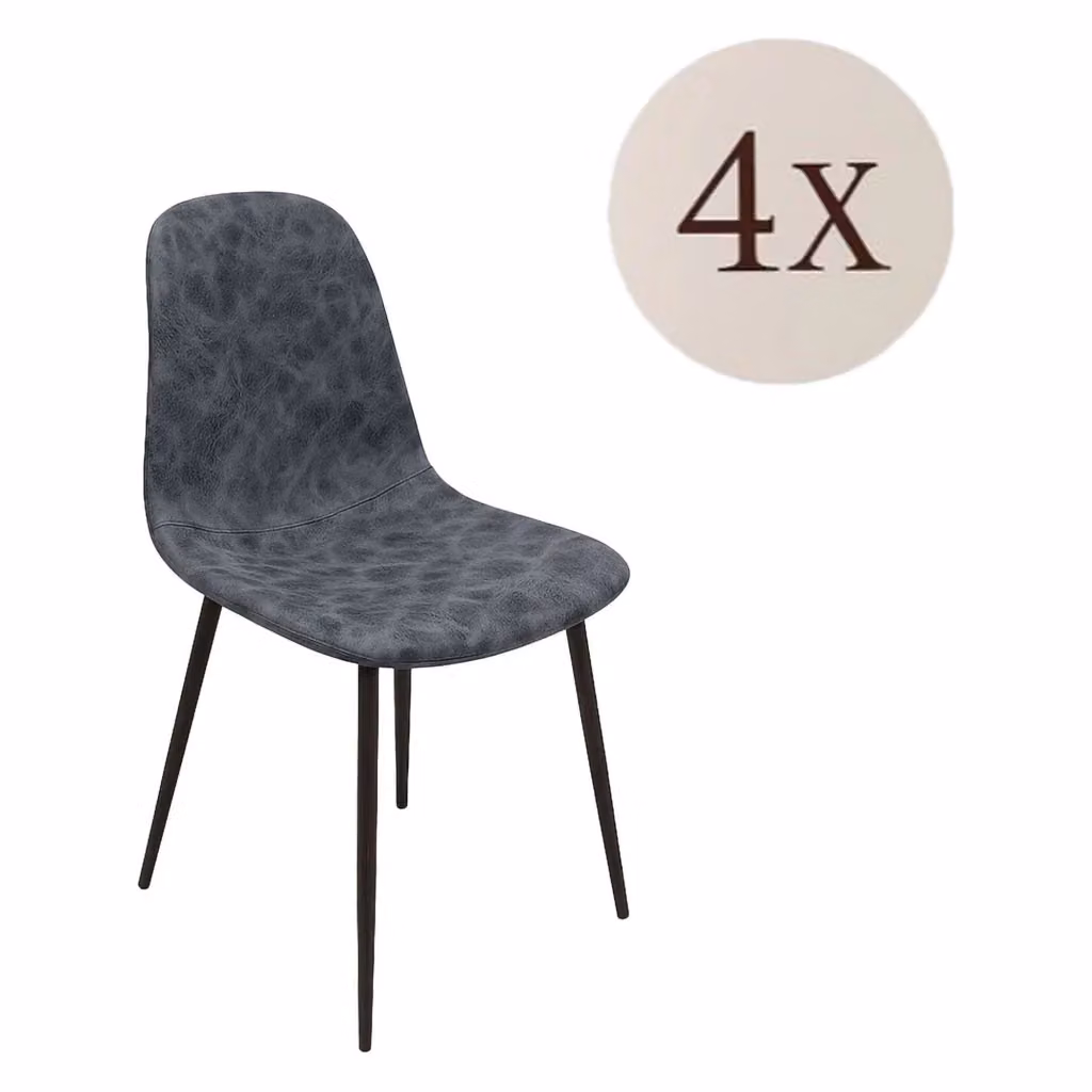 Set di 4 sedie moderne DMORA in ecopelle grigio e nero con struttura in metallo per cucina e soggiorno – 2