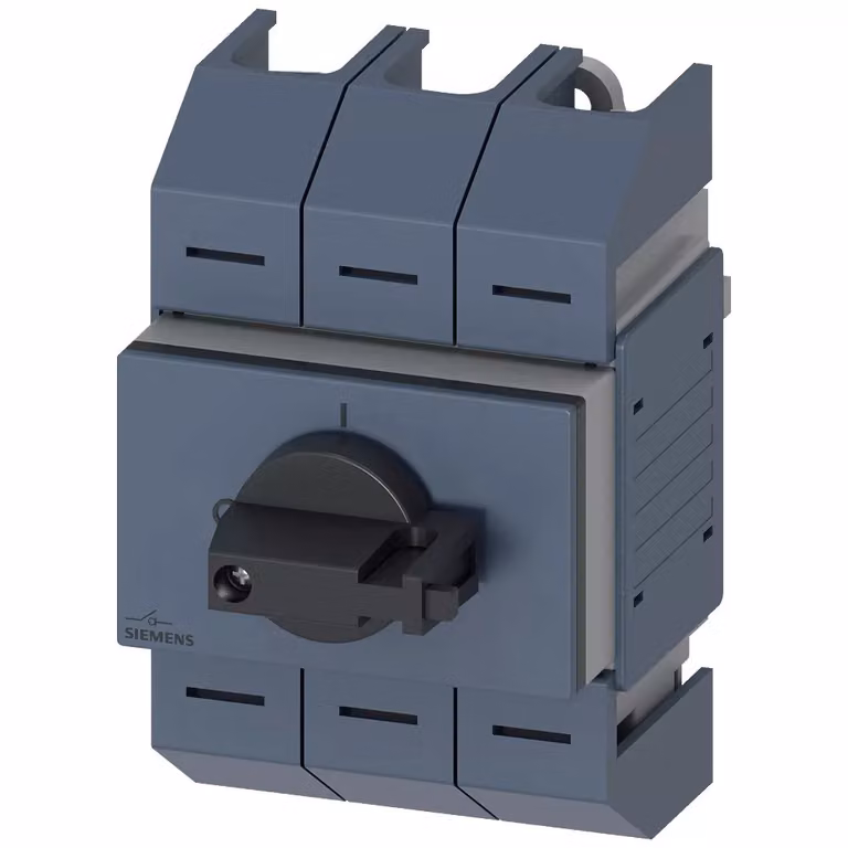 Interruttore sezionatore Siemens 63 A, serie 02, a 3 poli, azionamento frontale centrale, unità completa 3KD03322LG203