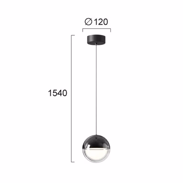 Viokef Lampada LED a sospensione Zirea, nero/cromato, Ø 12 cm, metallo Zirea, Soggiorno / Sala da pranzo, Metallo, Moderno