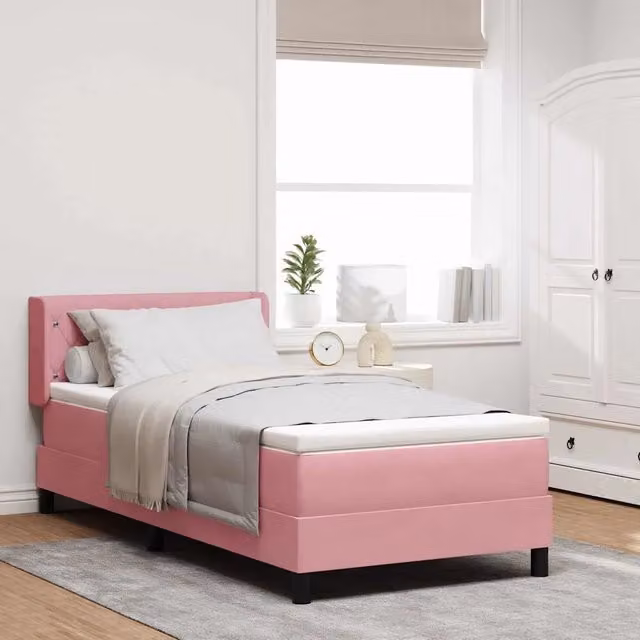 Letto Ibrido con Testiera in Velluto Rosa vidaXL L/P/H: 190 x 90 x 140 cm