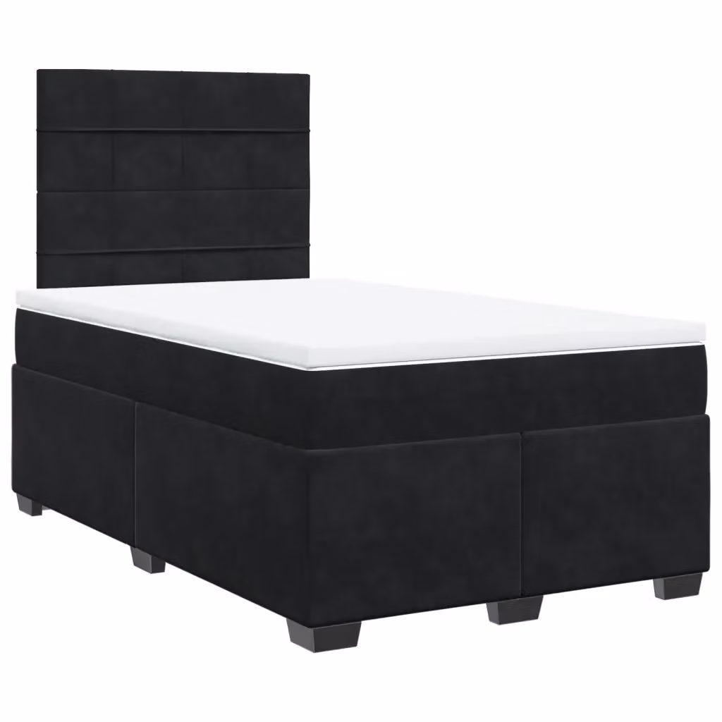 Letto Ibrido vidaXL con Giroletto a Molle e Materasso in Velluto Nero e Bianco L/P/H: 120 x 190 x 150,5 cm – 2