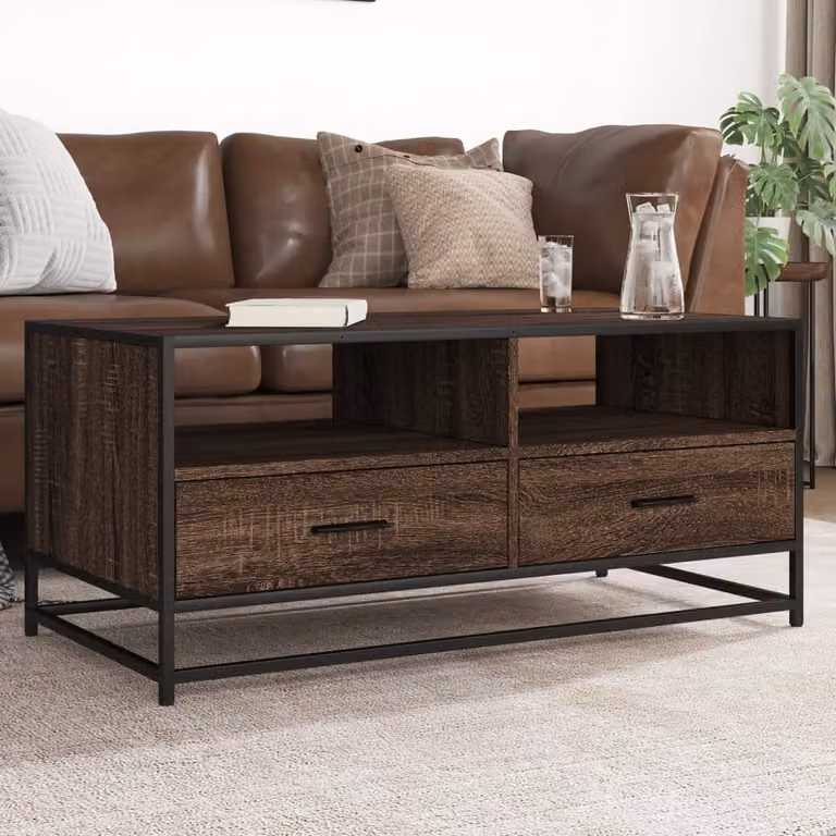 Maison Exclusive - Tavolino marrone effetto rovere 100x50x45 cm Materiale ligneo Metallo