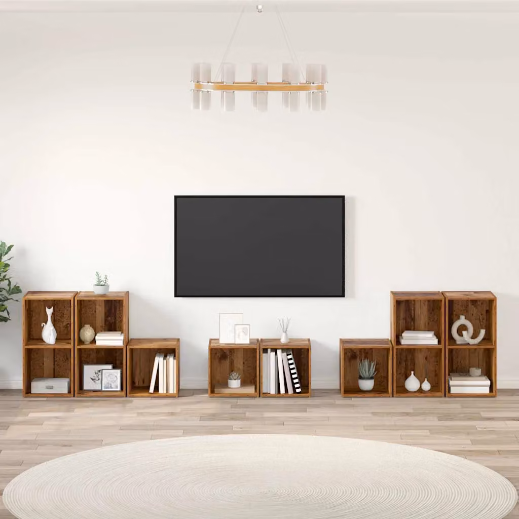 Set di mobili TV moderno vidaXL in legno marrone composto da 8 pezzi per soggiorno – 1