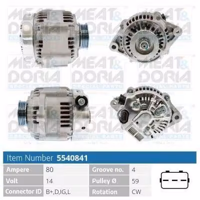 MEAT & DORIA 5540841 Alternatore LiMa 80 A 14 V per SUZUKI Grand Vitara I SUV (FT, HT), Wagon R+ hatchback (MM) e Vitara SUV (ET, TA, TD)