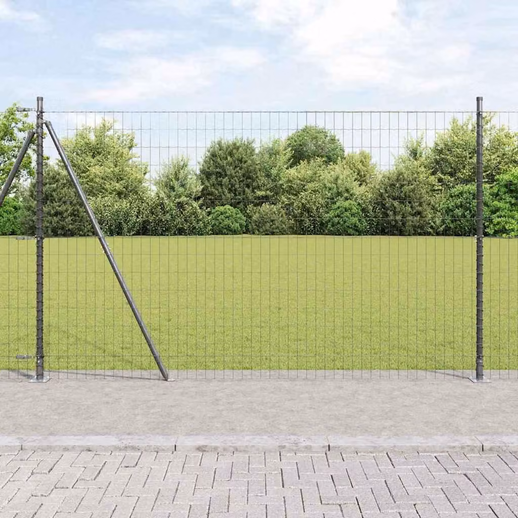 Maison Exclusive - Recinzione con Posto Grigio 1,6 x 10 m Acciaio e PVC