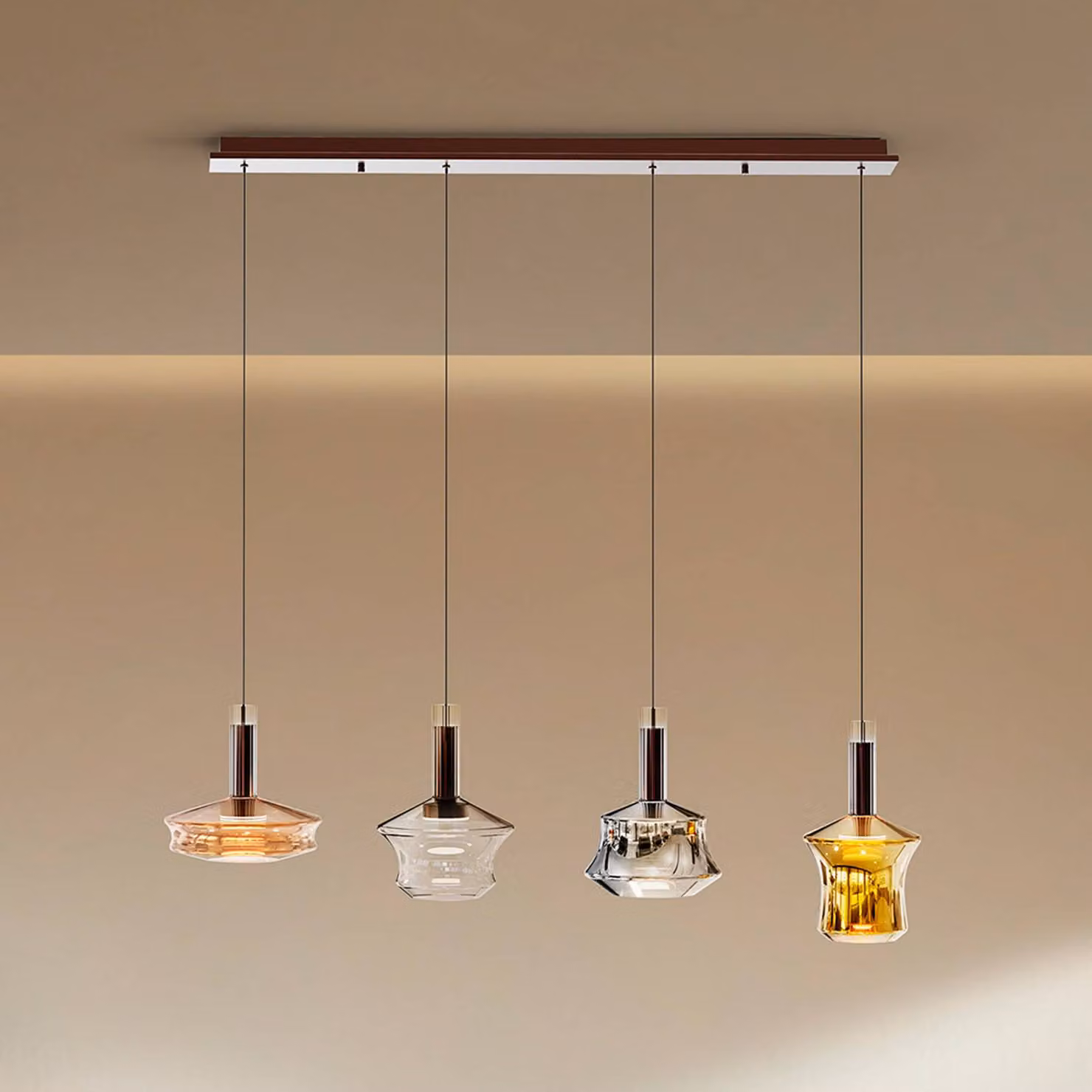 Schuller Valencia Lampada a sospensione in vetro Scarlett, dimmerabile, Multicolore, Soggiorno / Sala da pranzo, Vetro, Lampada a sospensione