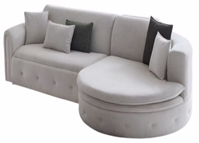 Graues Polstersofa Designer Klappsofa Wohnzimmer Moderne Eckcouch
