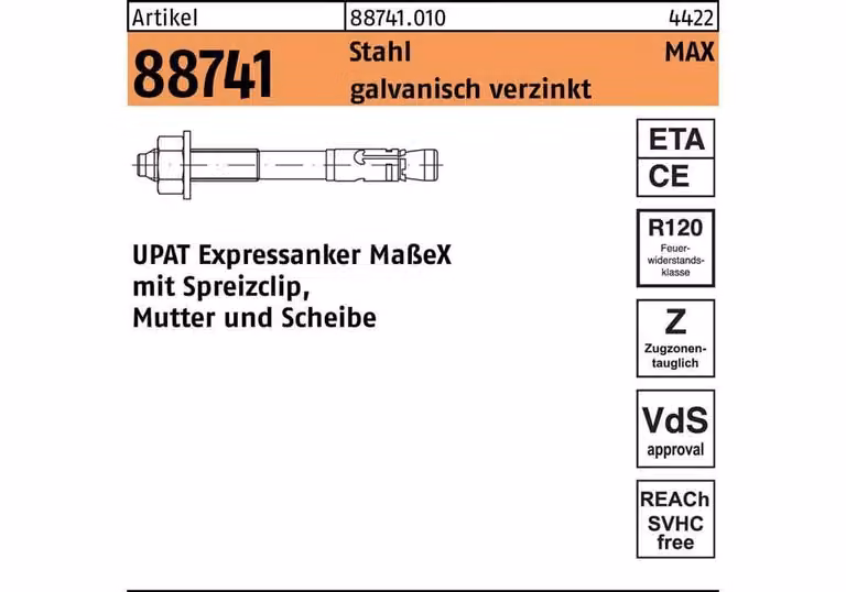 Ancora express Upat MAX 16/160/283 10 pz