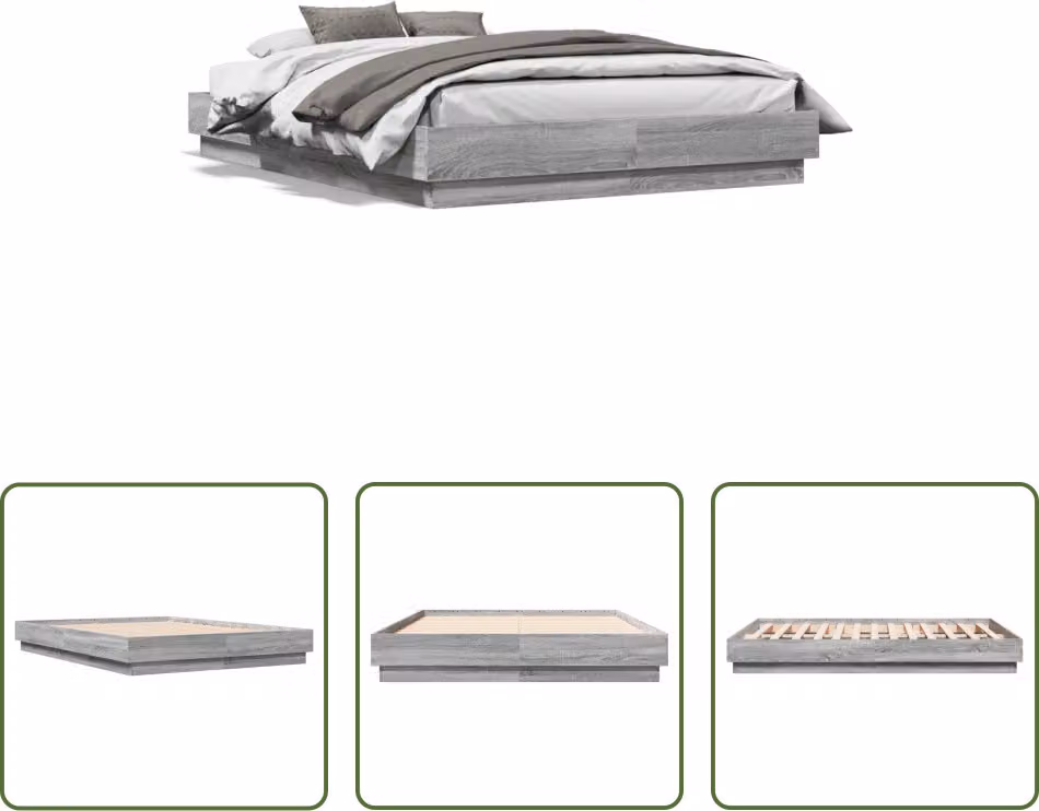 The Living Store Rete da letto Grey Sonoma 135x190 cm Materiale a base di legno