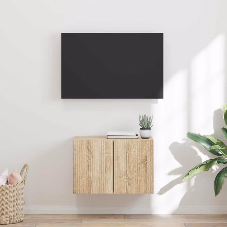 Mobile TV da parete vidaXL in Rovere Sonoma, L 59,5 cm x P 31 cm x H 40 cm