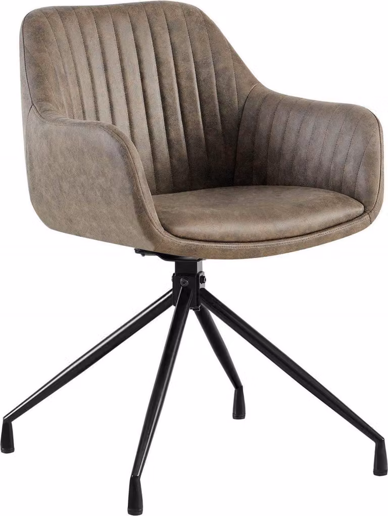 Sedia da pranzo - massimo comfort e funzione girevole - Velluto/pelle artificiale | Colore: Grigio | Materiale: Pelle artificiale vintage