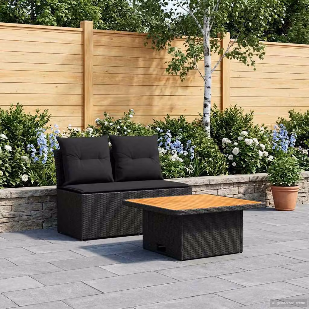 Set da giardino vidaXL composto da 2 divani a due posti con tavolino, struttura in acciaio verniciato a polvere e cuscini in schiuma con rivestimenti rimovibili, resistente alle intemperie