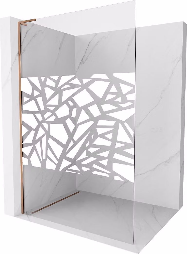 Mexen Kioto L parete doccia walk-in 70 x 200 cm, motivo bianco, oro rosa - 800-070-103-60-85