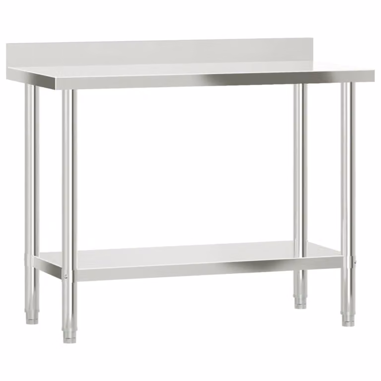 Tavolo Lavoro Cucina con Paraschizzi 110x55x93cm Acciaio Inox