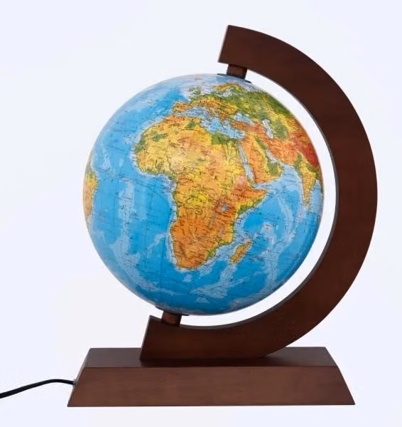 Globo fisico con struttura in legno e illuminazione interna, 25 cm SK
