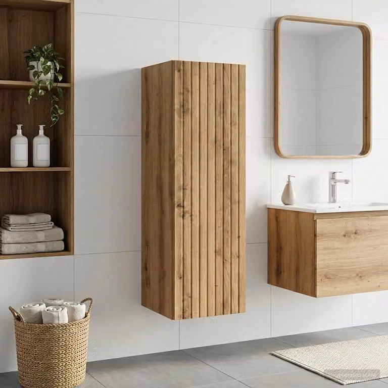 Mobiletto da bagno a muro moderno vidaXL in legno marrone con ante a battente e ripiani interni L: 33 cm, P: 34,5 cm, H: 60 cm