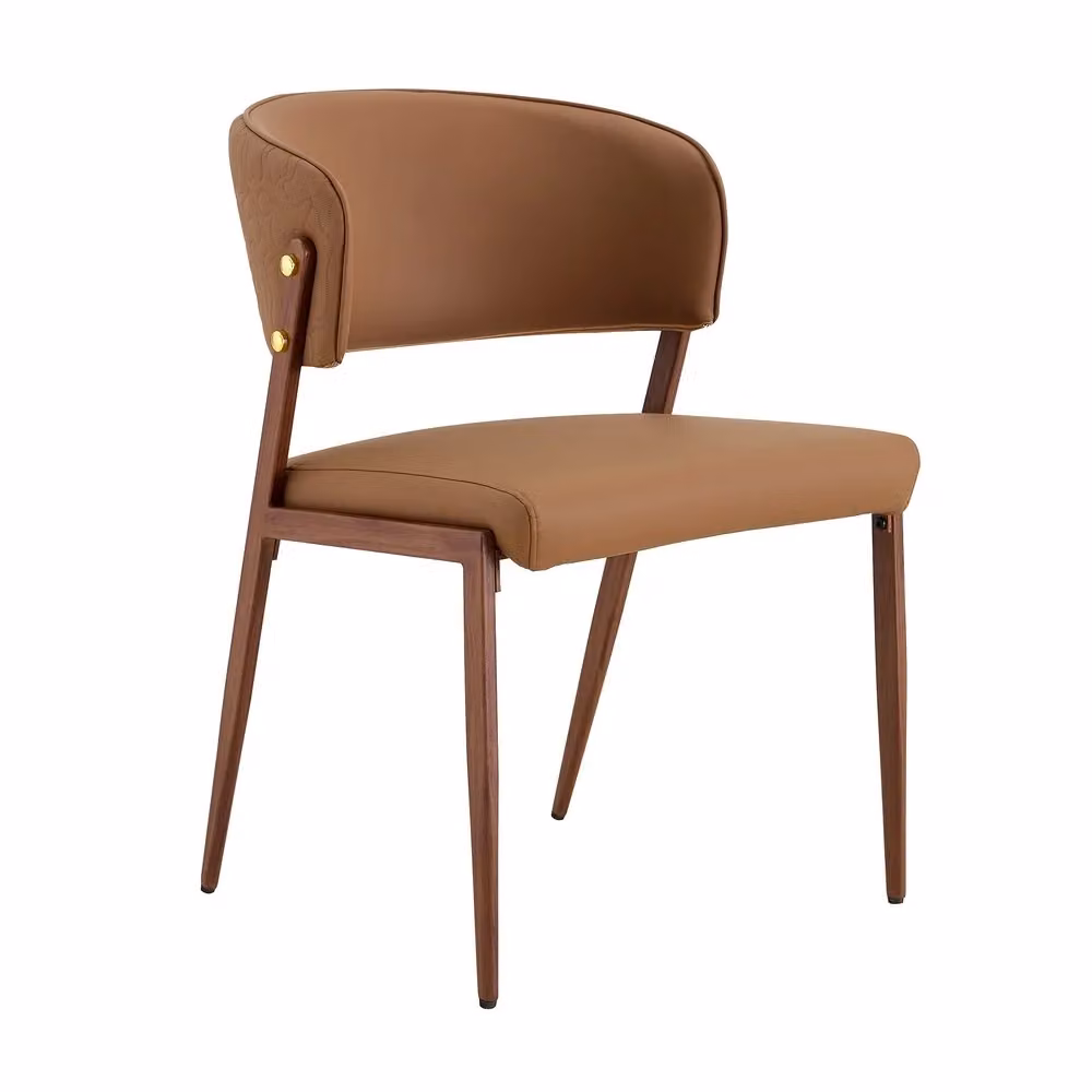 Set di 2 sedie da pranzo Minimal design moderno, rivestimento in ecopelle marrone e gambe in metallo, ideali per cucina e soggiorno – 2