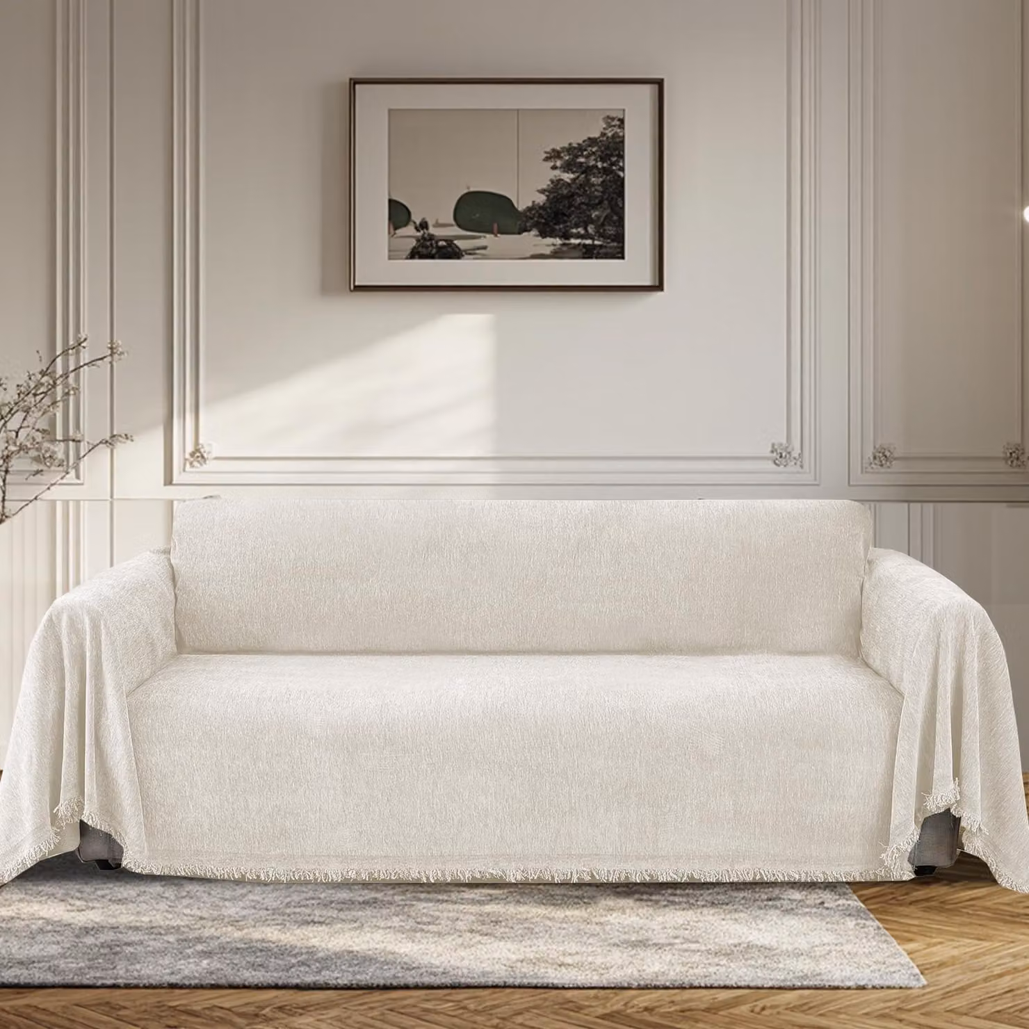 Copertura universale per divano a tre posti, color beige