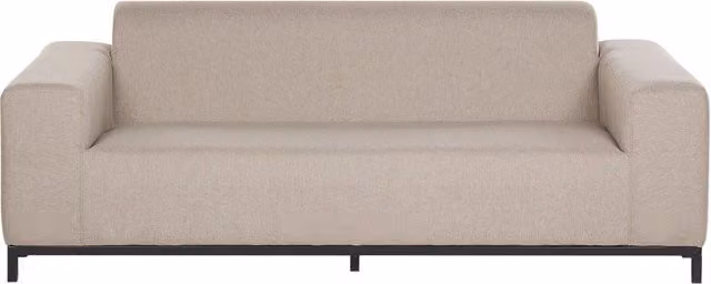 Divano da giardino Beliani moderno con cuscini in tessuto beige e gambe in alluminio nero resistente ai raggi UV – 1